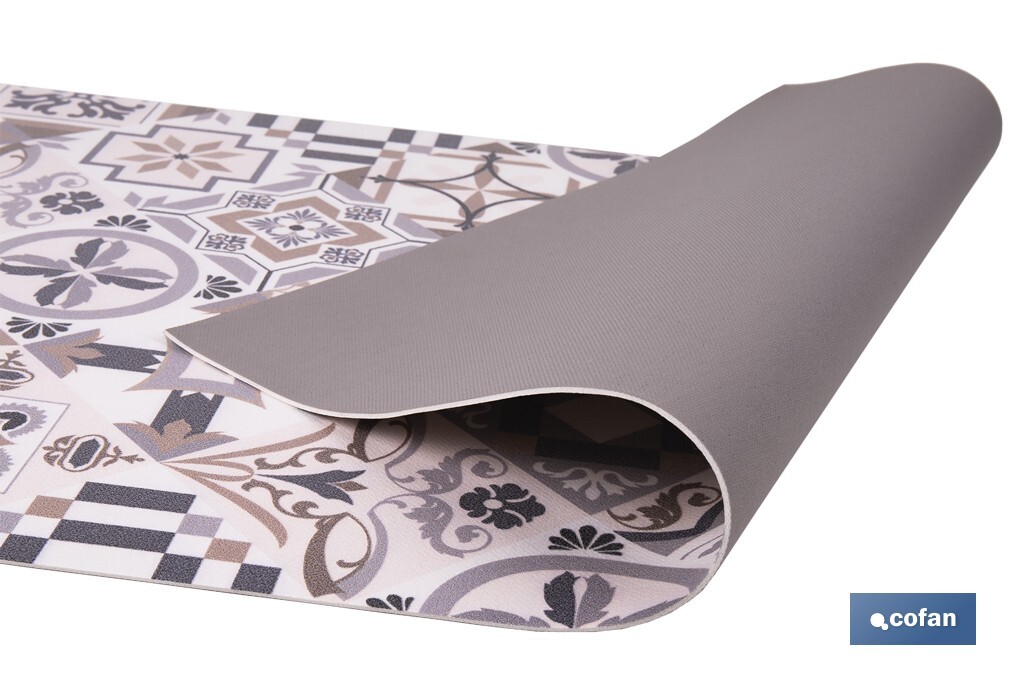 Rollo de alfombra vinílica semirrígida de impresión digital: Mosaicos cerámicos | Resistente para suelos interiores y exteriores cubiertos - Cofan