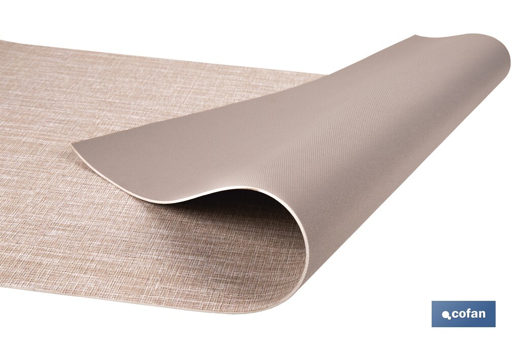 Rollo de alfombra vinílica semirrígida de impresión digital | Estampado jaspeado en beige | Resistente para suelos interiores y exteriores cubiertos - Cofan