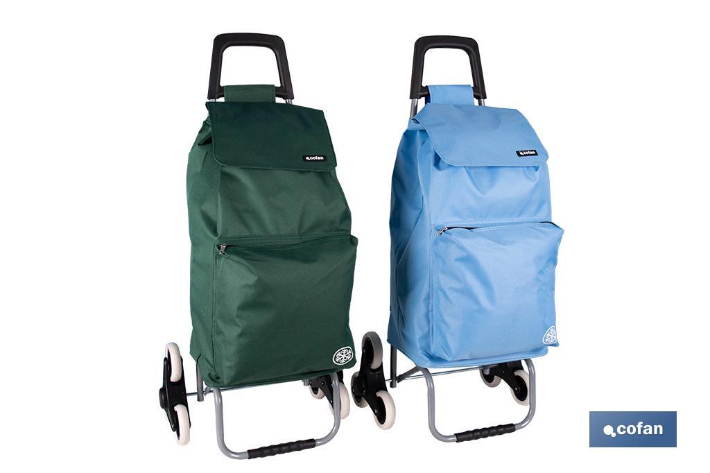 Carro de la compra con 6 ruedas | Diseño plegable | Sube escaleras | Bolsa de 42 litros | Bolsillo para congelados | Disponible en varios colores - Cofan