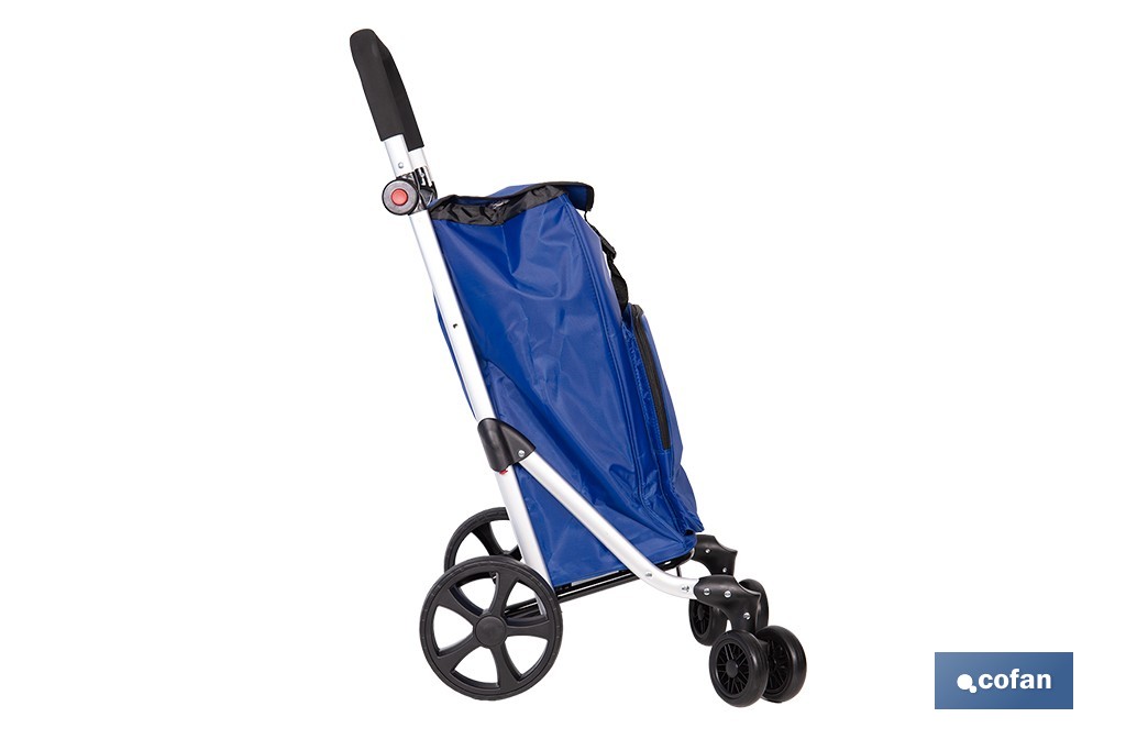 Carro de la compra plegable con 6 ruedas | Chasis de aluminio | Bolsa de 53 litros | Bolsillo para congelados | Mango ajustable | Disponible en varios colores - Cofan