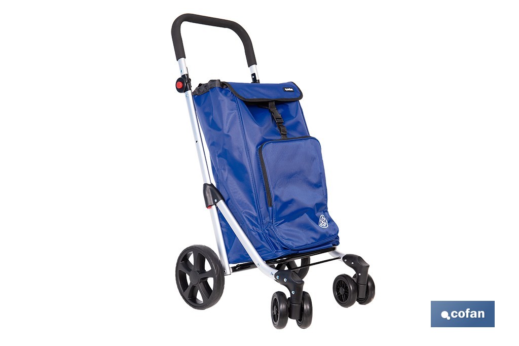 Carro de la compra plegable con 6 ruedas | Chasis de aluminio | Bolsa de 53 litros | Bolsillo para congelados | Mango ajustable | Disponible en varios colores - Cofan