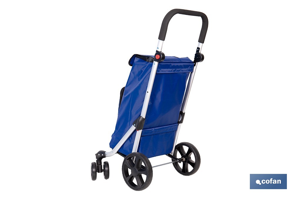 Carro de la compra plegable con 6 ruedas | Chasis de aluminio | Bolsa de 53 litros | Bolsillo para congelados | Mango ajustable | Disponible en varios colores - Cofan