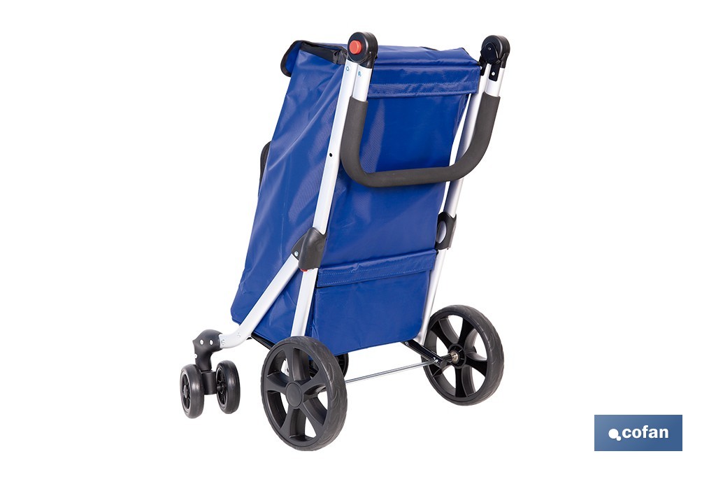 Carro de la compra plegable con 6 ruedas | Chasis de aluminio | Bolsa de 53 litros | Bolsillo para congelados | Mango ajustable | Disponible en varios colores - Cofan