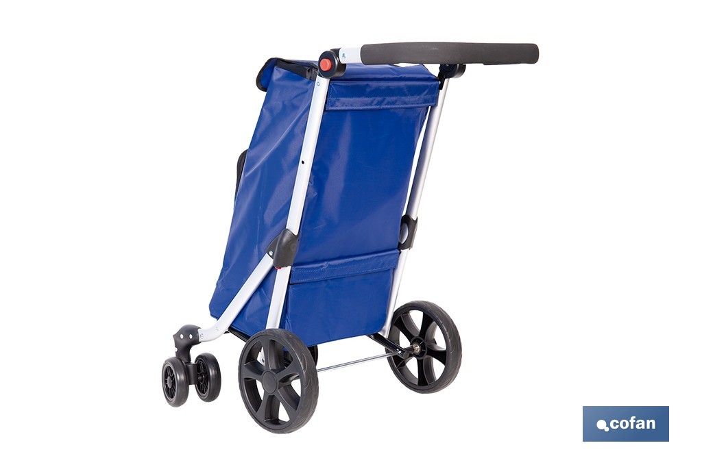 Carro de la compra plegable con 6 ruedas | Chasis de aluminio | Bolsa de 53 litros | Bolsillo para congelados | Mango ajustable | Disponible en varios colores - Cofan