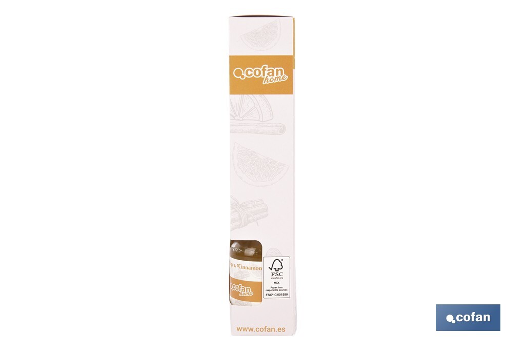 Ambientador de varillas | Aroma a naranja y canela | Difusor con varillas de ratán - Cofan