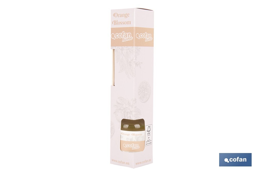 Ambientador de varillas | Aroma a azahar | Difusor con varillas de ratán - Cofan