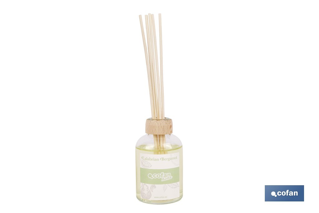 Ambientador de varillas | Aroma a bergamota calabrese | Difusor con varillas de ratán - Cofan