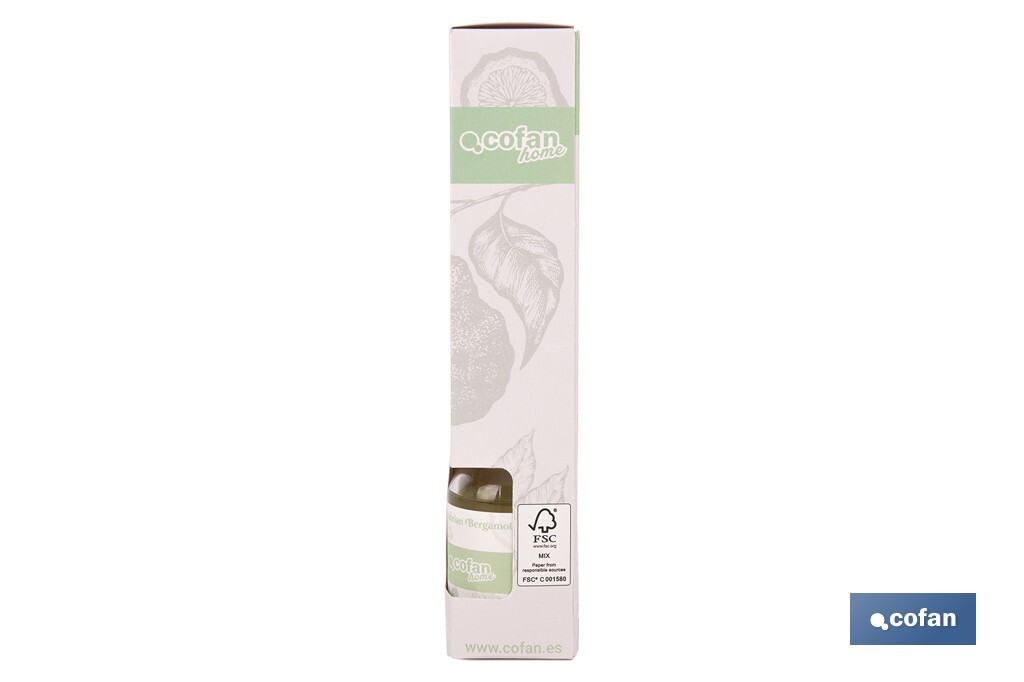 Ambientador de varillas | Aroma a bergamota calabrese | Difusor con varillas de ratán - Cofan