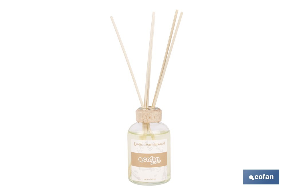 Ambientador de varillas | Aroma a sándalo exótico | Difusor con varillas de ratán - Cofan