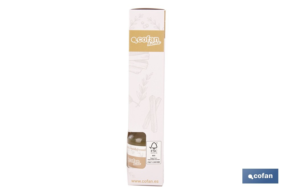 Ambientador de varillas | Aroma a sándalo exótico | Difusor con varillas de ratán - Cofan