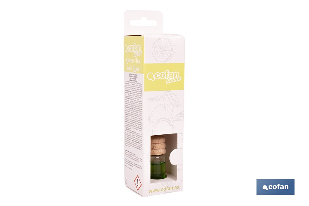 Ambientador de coche con aroma a té verde y lima | Tapón de madera - Cofan