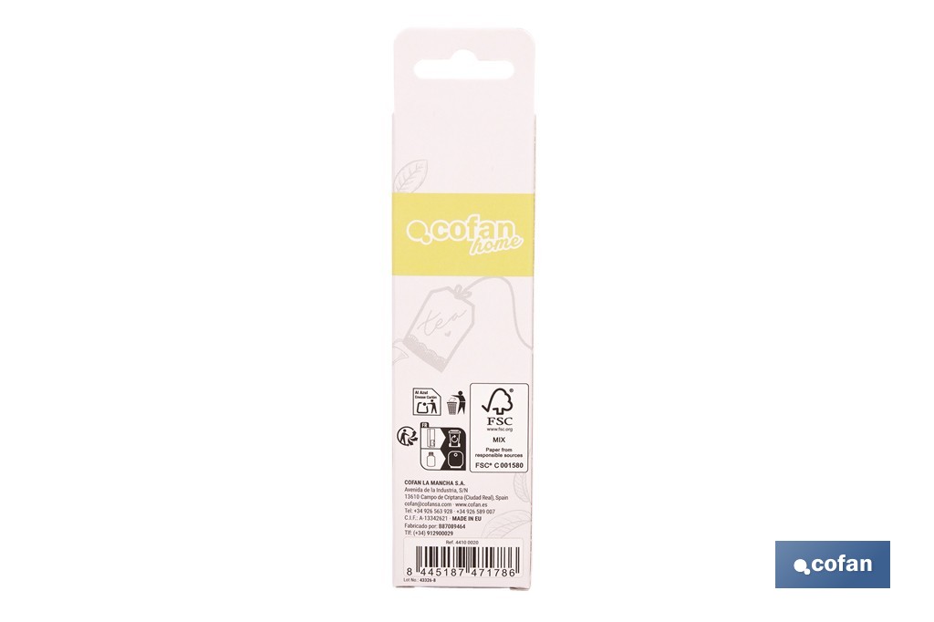 Ambientador de coche con aroma a té verde y lima | Tapón de madera - Cofan