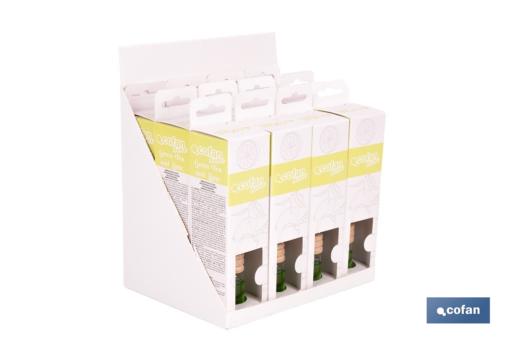 Ambientador de coche con aroma a té verde y lima | Tapón de madera - Cofan