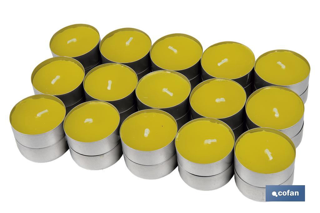 Pack de 30 velas Tea Light de citronela amarillas | Más de 4 horas de duración - Cofan