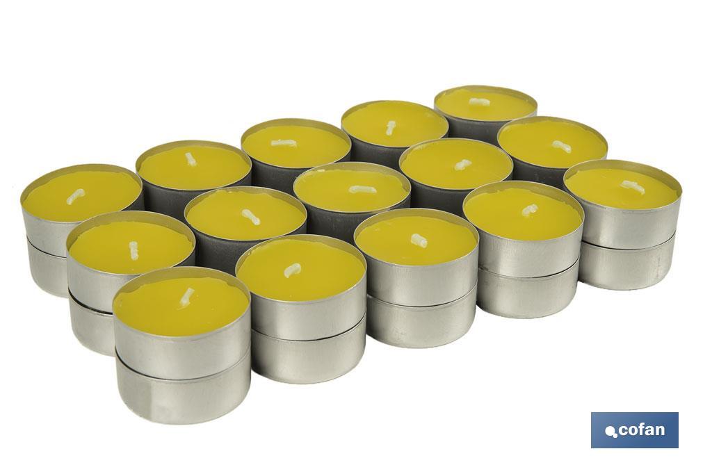 Pack de 30 velas Tea Light de citronela amarillas | Más de 4 horas de duración - Cofan