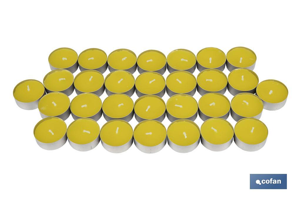 Pack de 30 velas Tea Light de citronela amarillas | Más de 4 horas de duración - Cofan