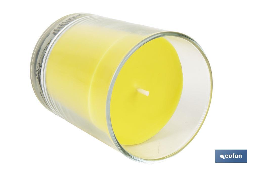 Velas aromáticas de citronela en vaso | Color: Amarillo | 28 horas de duración - Cofan