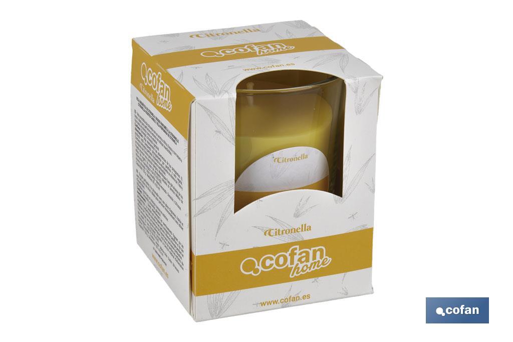 Velas aromáticas de citronela en vaso | Color: Amarillo | 28 horas de duración - Cofan