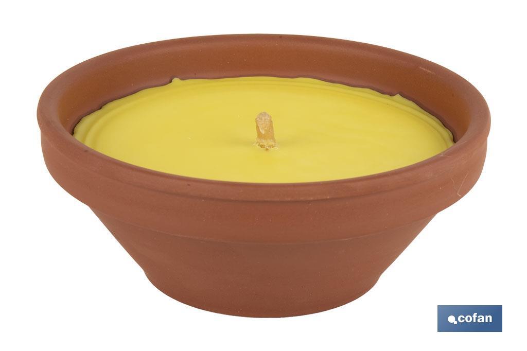 Velas aromáticas de citronela en recipiente de terracota | Duración: 20 horas - Cofan