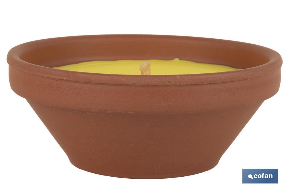 Velas aromáticas de citronela en recipiente de terracota | Duración: 20 horas - Cofan