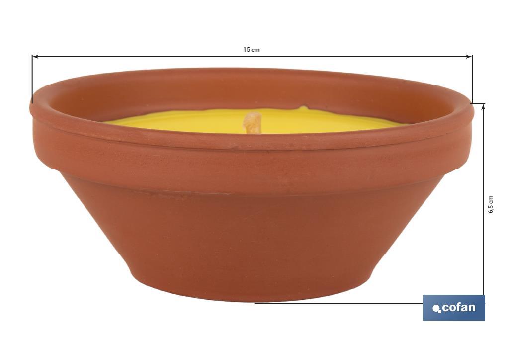 Velas aromáticas de citronela en recipiente de terracota | Duración: 20 horas - Cofan