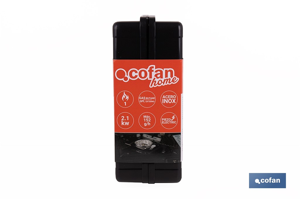 Hornillo de gas portátil | Material: acero | Encendido piezoeléctrico | Boquilla universal | Ideal para camping, excursiones y uso en exteriores - Cofan