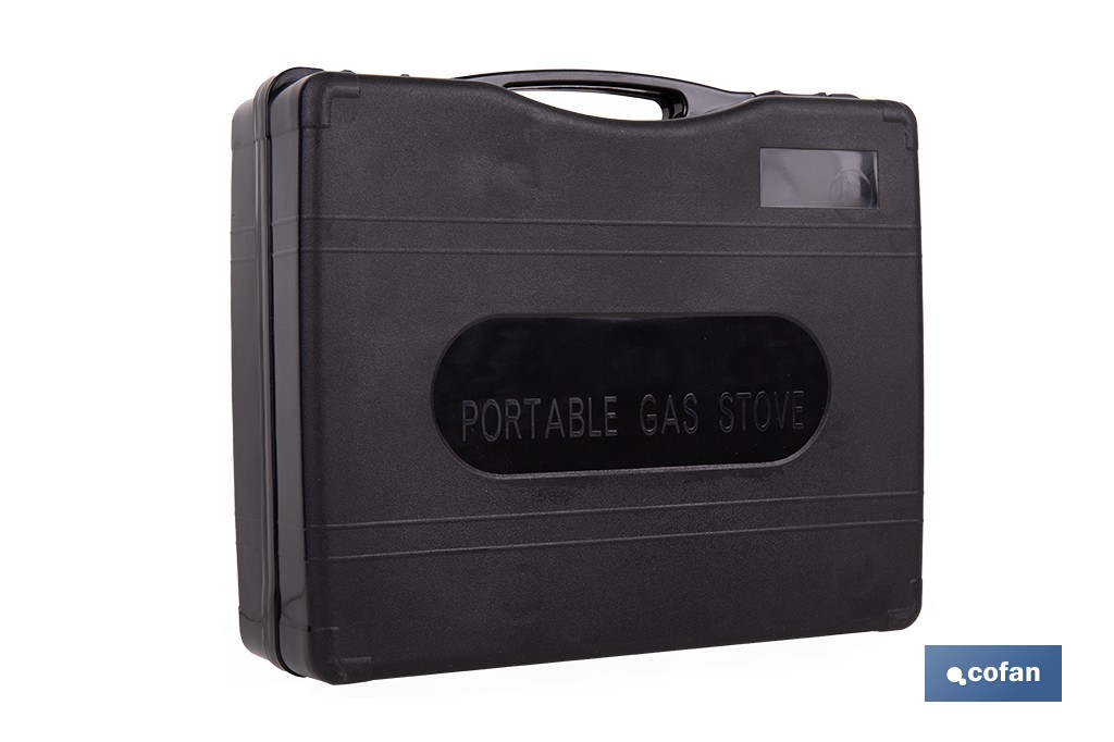 Hornillo de gas portátil | Material: acero | Encendido piezoeléctrico | Boquilla universal | Ideal para camping, excursiones y uso en exteriores - Cofan