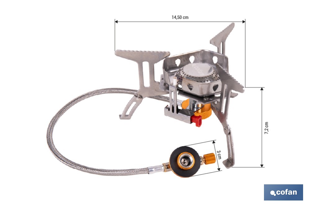 Hornillo de gas portátil y plegable con 3500W | Camping, senderismo y picnic - Cofan