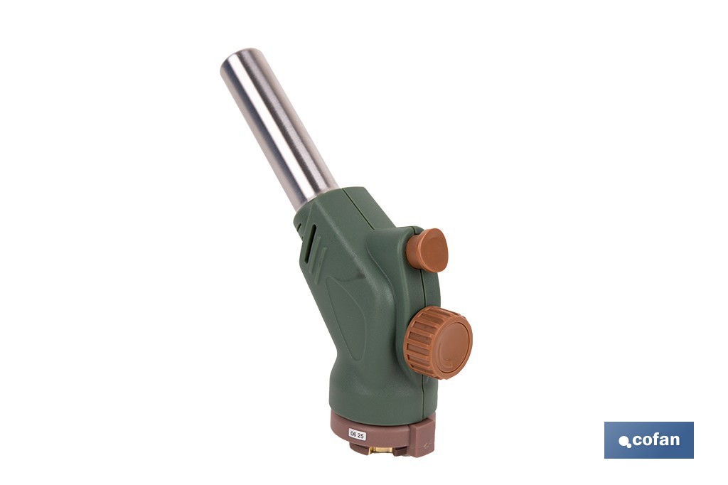 Soplete de gas piezoeléctrico | Potencia: 1,1 kW | Compatible con cartuchos de gas de 220 g | Ideal para cocina, soldadura y bricolaje - Cofan