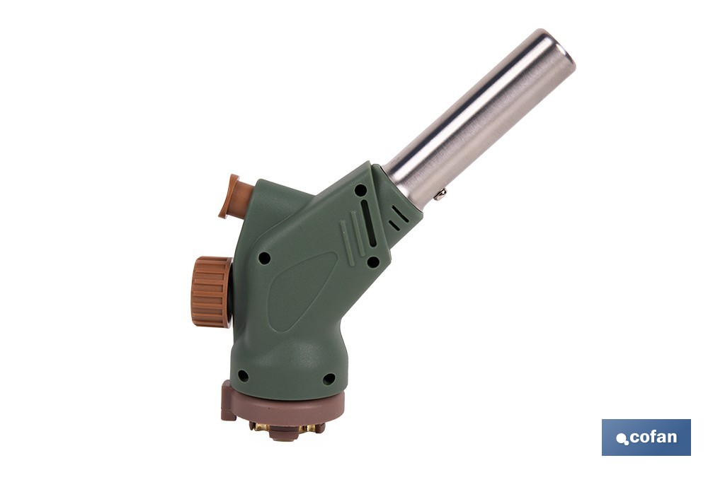 Soplete de gas piezoeléctrico | Potencia: 1,1 kW | Compatible con cartuchos de gas de 220 g | Ideal para cocina, soldadura y bricolaje - Cofan