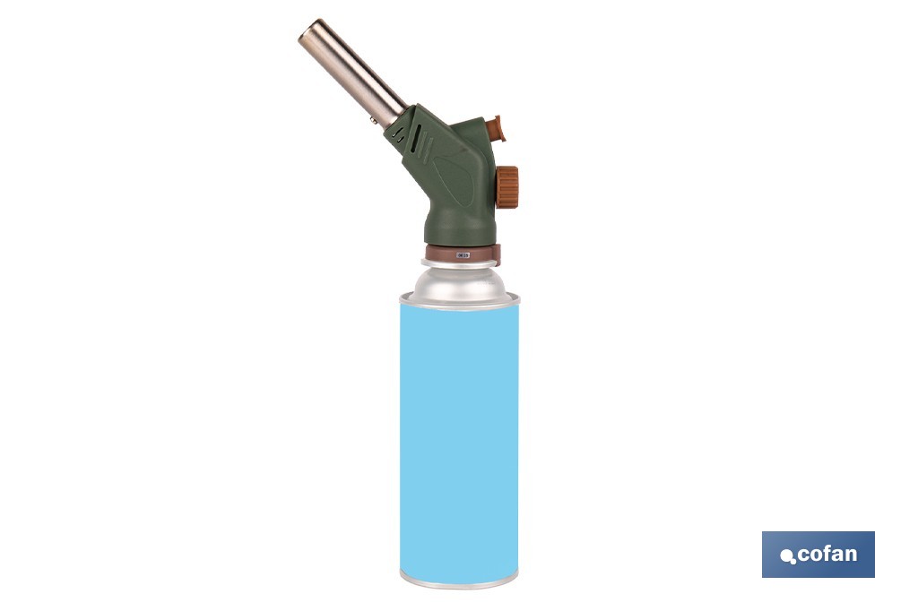 Soplete de gas piezoeléctrico | Potencia: 1,1 kW | Compatible con cartuchos de gas de 220 g | Ideal para cocina, soldadura y bricolaje - Cofan