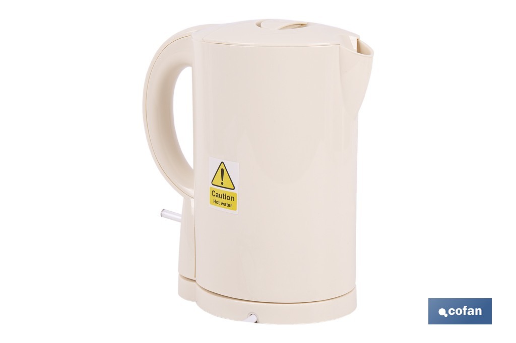 Hervidor eléctrico de agua beige | Capacidad: 1 Litro | Potencia: 1080 W | Hervidor compacto con control Strix | Ideal para cocinas y oficinas - Cofan