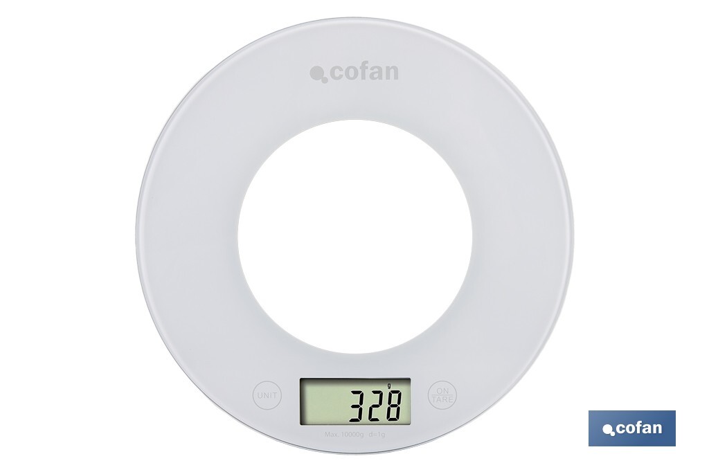 Báscula de cocina digital con cuenco transparente de 3,8 litros | Color: Gris | Alta precisión y diseño compacto - Cofan