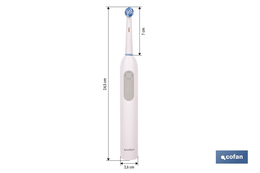 Cepillo de dientes eléctrico recargable | Color blanco con 3 modos de limpieza | Incluye 2 cabezales y estuche de viaje - Cofan
