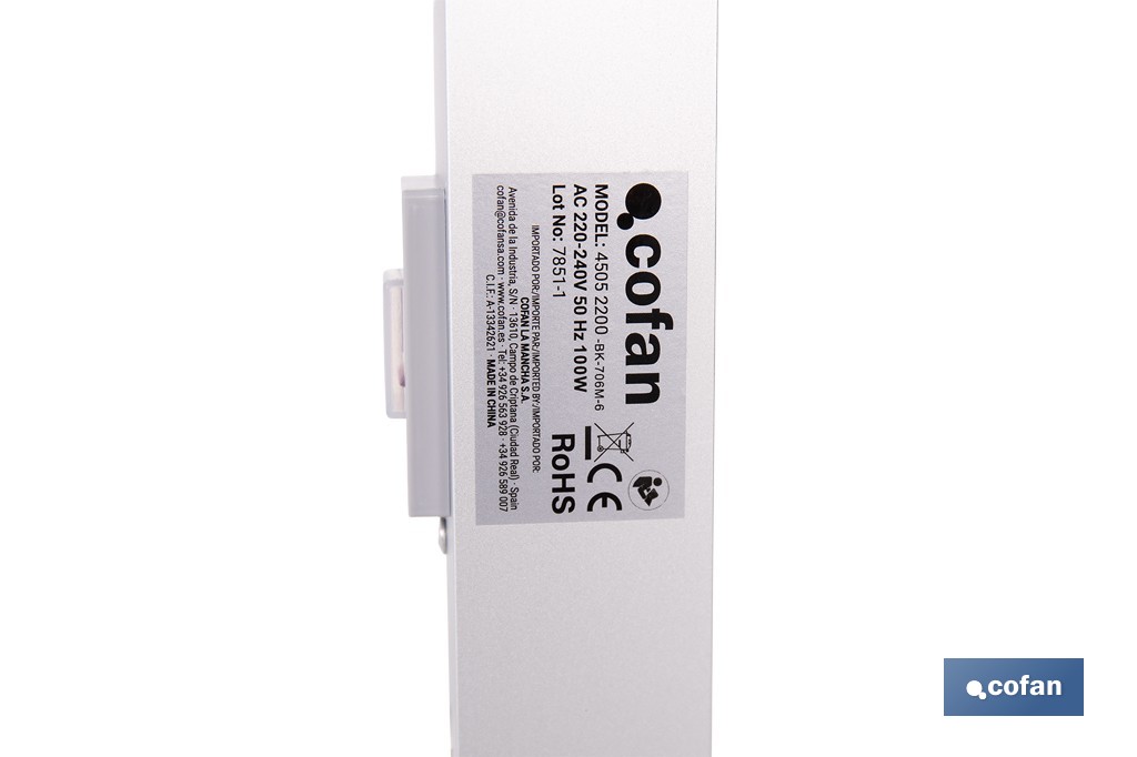 Toallero eléctrico de aluminio 100 W | Radiador secatoallas de pie o pared IP22 | Medidas: 90 x 53 x 35,5 cm - Cofan