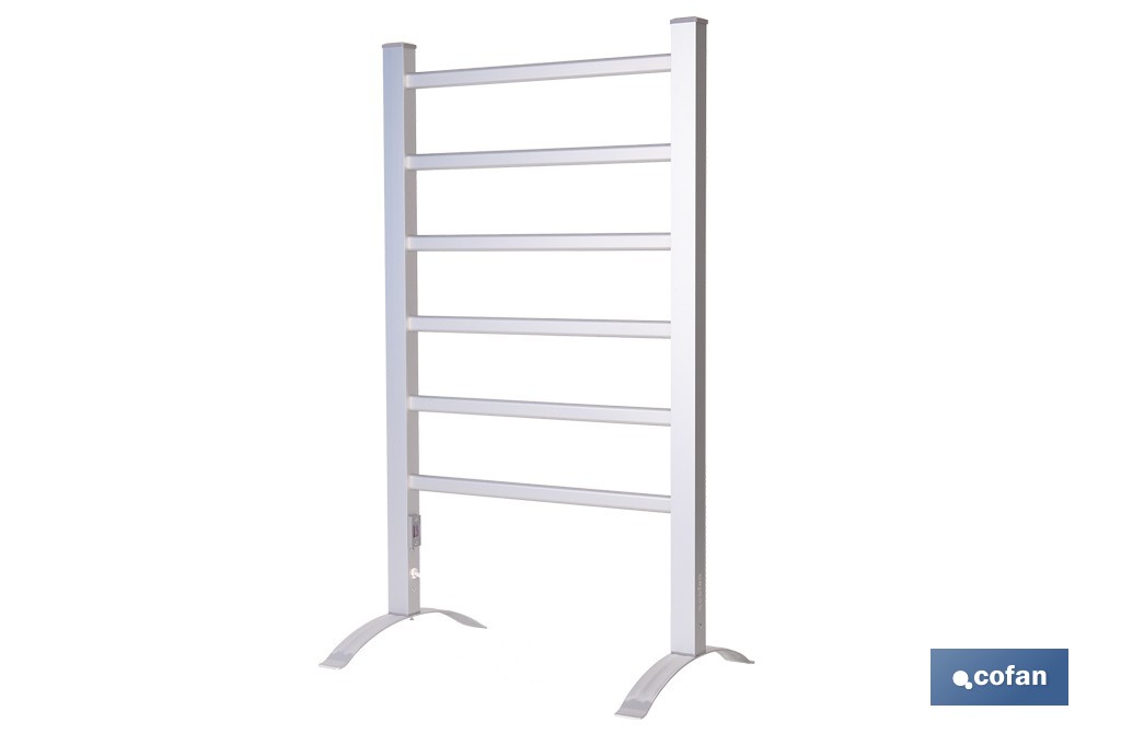 Toallero eléctrico de aluminio 100 W | Radiador secatoallas de pie o pared IP22 | Medidas: 90 x 53 x 35,5 cm - Cofan