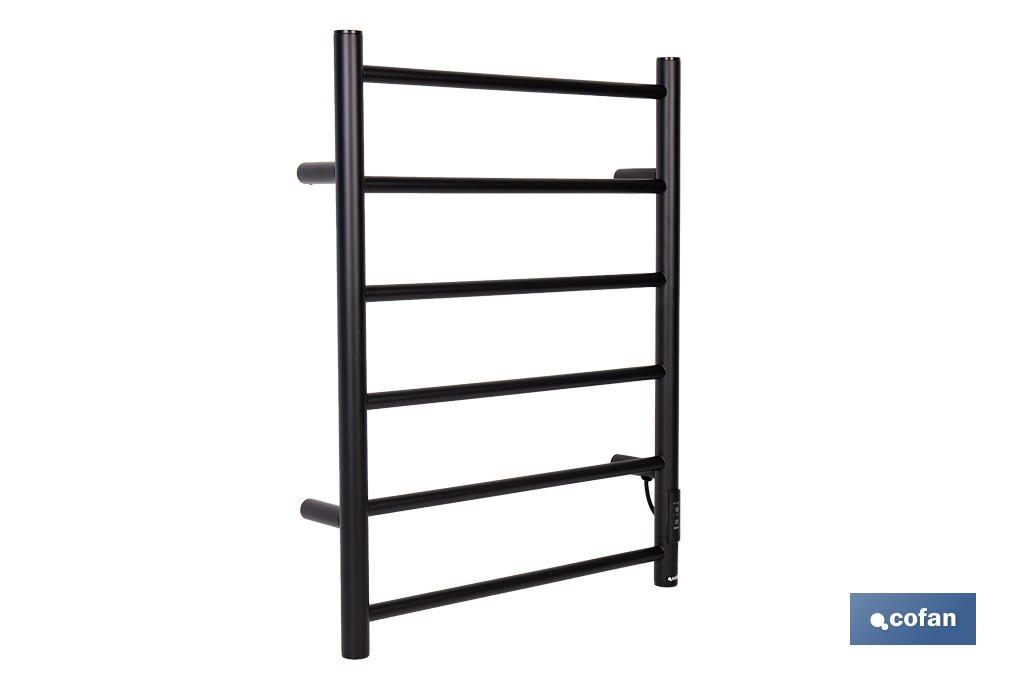 Toallero eléctrico negro mate | Con temporizador y 3 niveles de potencia | Potencia de 80 W y medidas 90 x 53 x 35,5 cm - Cofan