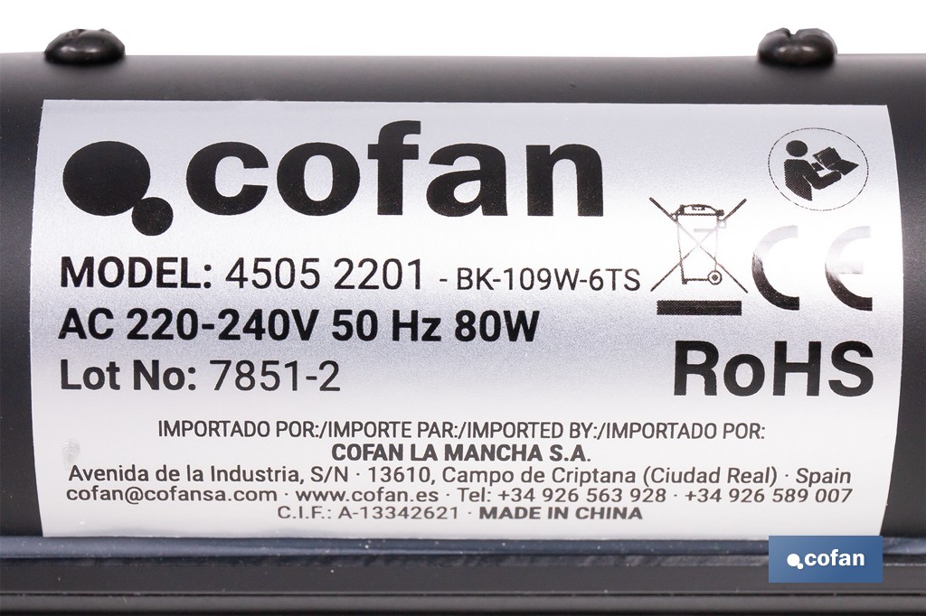 Toallero eléctrico negro mate | Con temporizador y 3 niveles de potencia | Potencia de 80 W y medidas 90 x 53 x 35,5 cm - Cofan