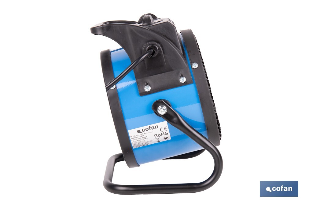Calefactor cerámico industrial | Potencia: 2000 W | Diseño portátil | Termostato ajustable | Protección térmica - Cofan
