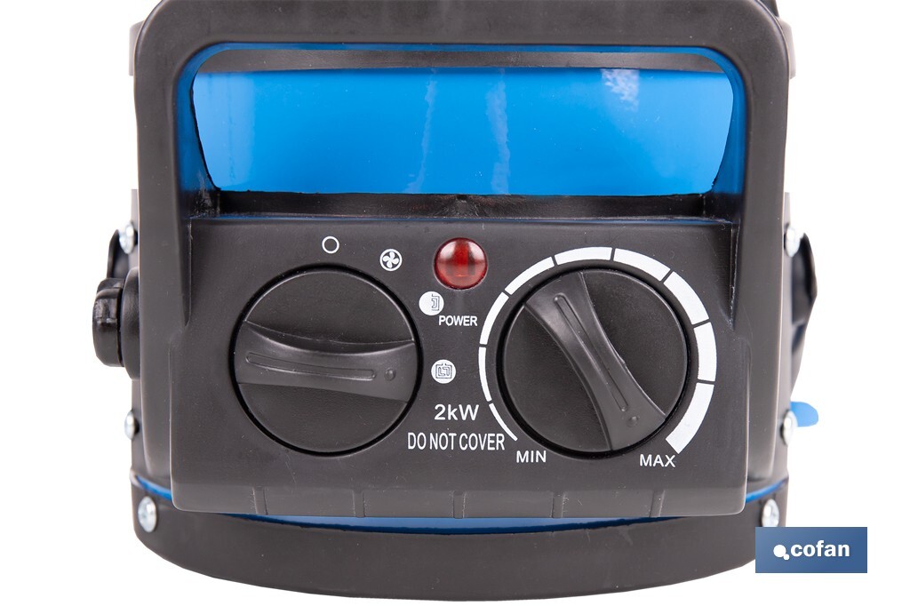 Calefactor cerámico industrial | Potencia: 2000 W | Diseño portátil | Termostato ajustable | Protección térmica - Cofan