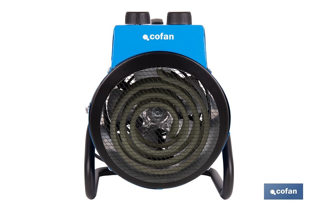 Calefactor industrial | Potencia: 3000 W | Función ventilador | Termostato ajustable | Protección IP24 - Cofan