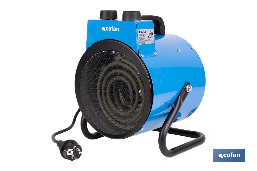 Calefactor industrial | Potencia: 3000 W | Función ventilador | Termostato ajustable | Protección IP24 - Cofan