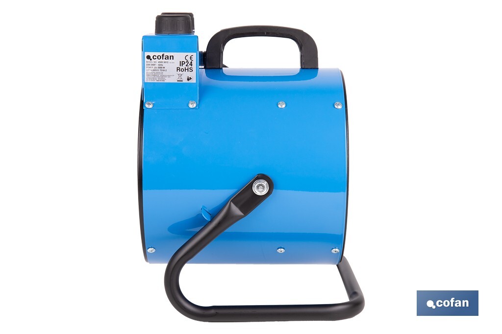 Calefactor industrial | Potencia: 3000 W | Función ventilador | Termostato ajustable | Protección IP24 - Cofan