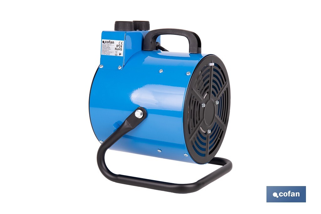 Calefactor industrial | Potencia: 3000 W | Función ventilador | Termostato ajustable | Protección IP24 - Cofan