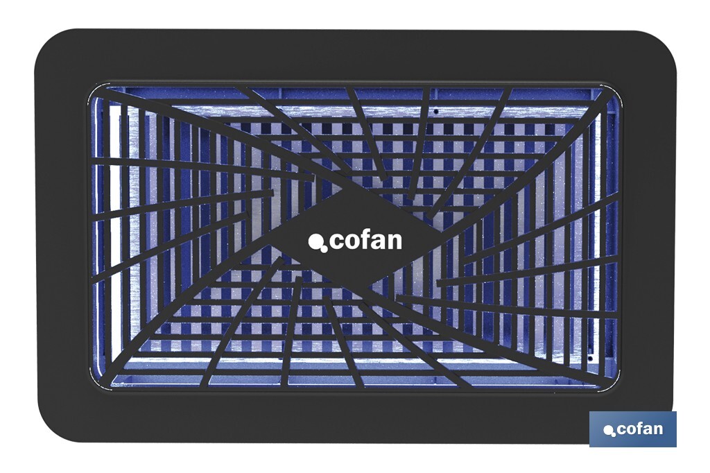 Lámpara LED antiinsectos para Interior | Potencia: 6 W | Cobertura 150 m² | Luz UV-A Dual 365+395 nm | Alimentación: USB | Montaje en Pared - Cofan