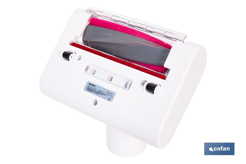 Cepillo de aspiradora para tapicerías, colchones y mascotas | Con luz UV  | Esteriliza y elimina ácaros | Compatible con aspiradoras 45053301 y 45053302 - Cofan