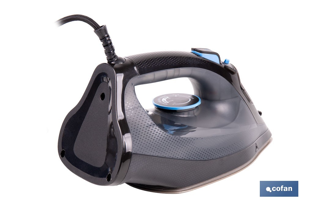 Plancha de vapor con suela de cerámica de doble capa | Potencia de 2400 W y depósito de 300 ml | Función vapor vertical y termostato ajustable - Cofan