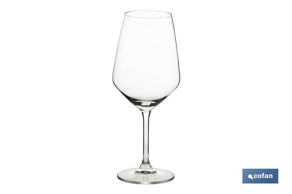 Pack of 6 wine glasses with 53cl capacity | Long and thin stem with a wide base - Cofan