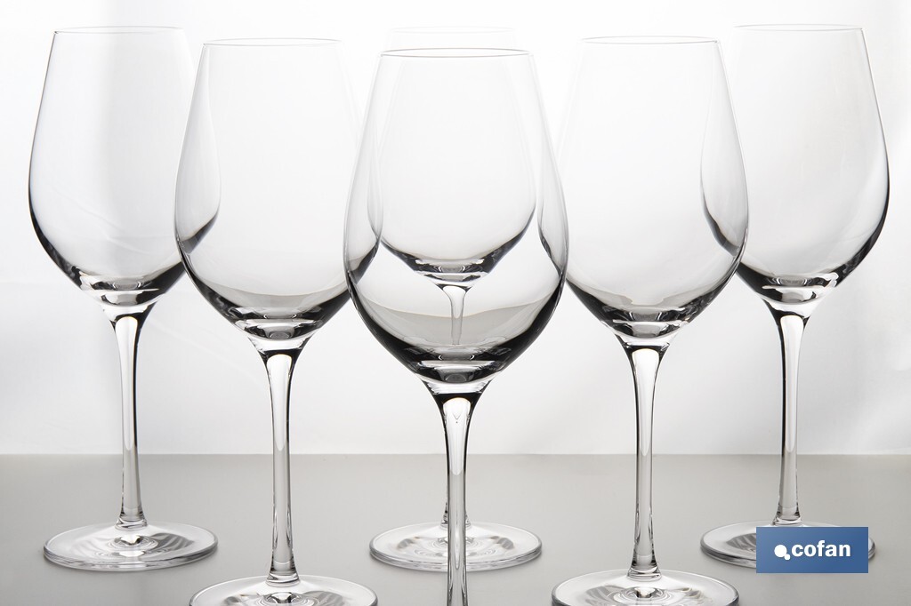 Pack de 6 copas jerezanas de cristal con tallo alto | Capacidad: 30 cl | Copas catavino para degustación - Cofan