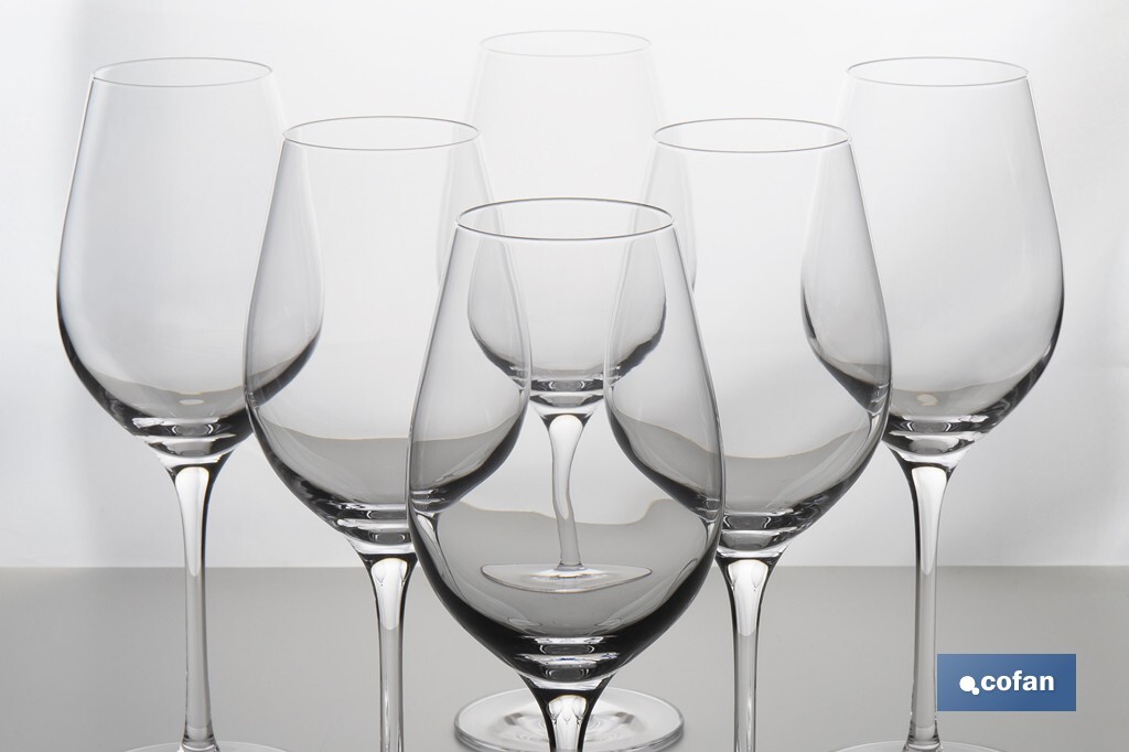 Pack de 6 copas jerezanas de cristal con tallo alto | Capacidad: 30 cl | Copas catavino para degustación - Cofan